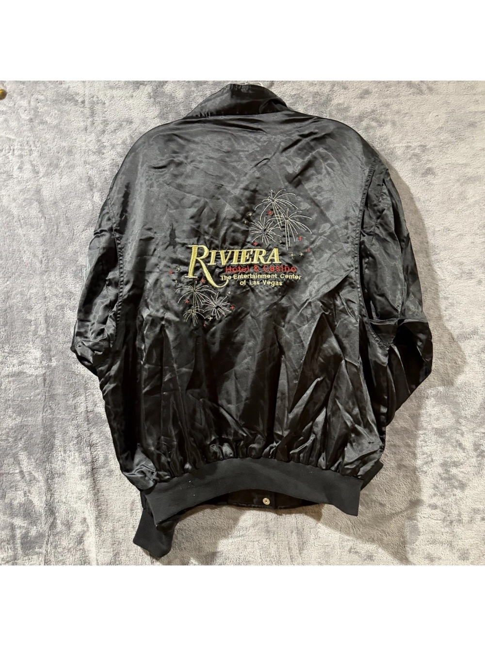 Hotel Riviera Bomber Jacket Casino Las Vegas Satin Men’s Size XL Used Vintage